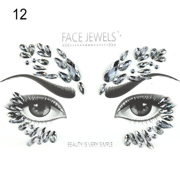 Make Up Adhesive Face Jewels Gems Temporary Tattoo Face Jewels Festival Party Body Art Gems Rhinestone Flash Tattoos Stickers