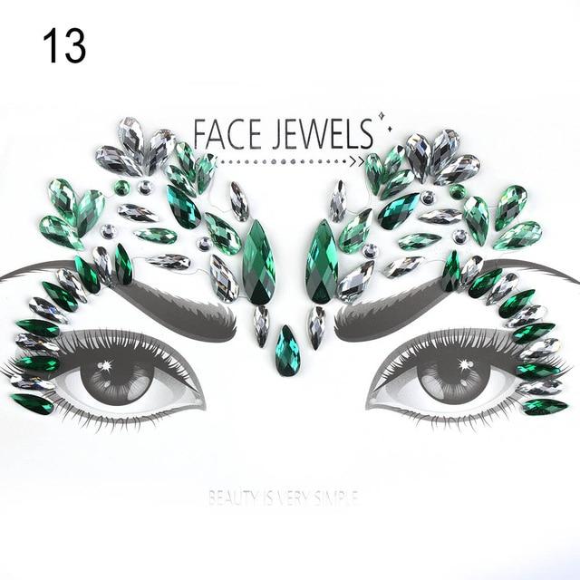 Make Up Adhesive Face Jewels Gems Temporary Tattoo Face Jewels Festival Party Body Art Gems Rhinestone Flash Tattoos Stickers