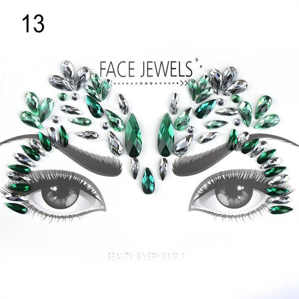 Make Up Adhesive Face Jewels Gems Temporary Tattoo Face Jewels Festival Party Body Art Gems Rhinestone Flash Tattoos Stickers