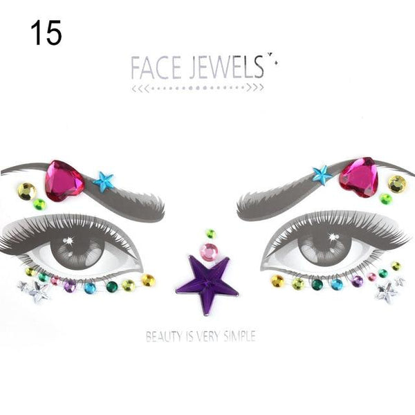 Make Up Adhesive Face Jewels Gems Temporary Tattoo Face Jewels Festival Party Body Art Gems Rhinestone Flash Tattoos Stickers