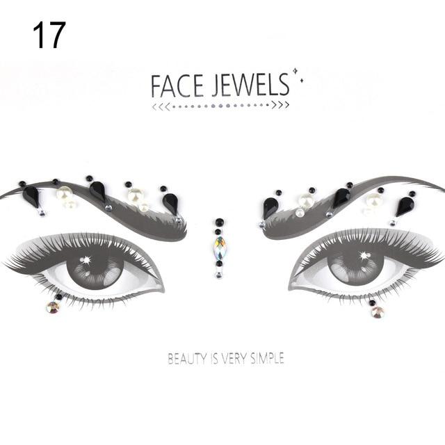 Make Up Adhesive Face Jewels Gems Temporary Tattoo Face Jewels Festival Party Body Art Gems Rhinestone Flash Tattoos Stickers