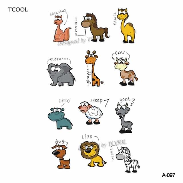 HXMAN Cartoon Animals Children Temporary Tattoo Sticker Waterproof Fashion Fake Body Art Tattoos 9.8X6cm Kids Face Tatoo B-030
