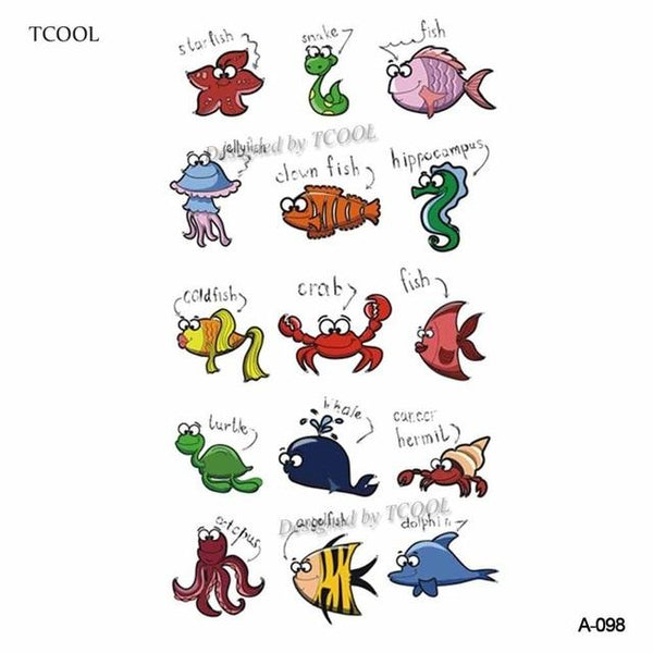 HXMAN Cartoon Animals Children Temporary Tattoo Sticker Waterproof Fashion Fake Body Art Tattoos 9.8X6cm Kids Face Tatoo B-030
