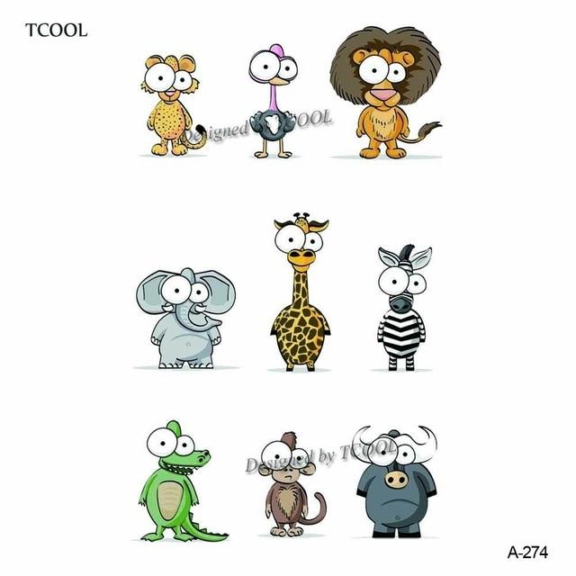 HXMAN Cartoon Animals Children Temporary Tattoo Sticker Waterproof Fashion Fake Body Art Tattoos 9.8X6cm Kids Face Tatoo B-030