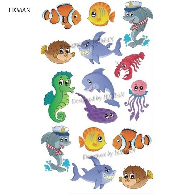 HXMAN Cartoon Animals Children Temporary Tattoo Sticker Waterproof Fashion Fake Body Art Tattoos 9.8X6cm Kids Face Tatoo B-030