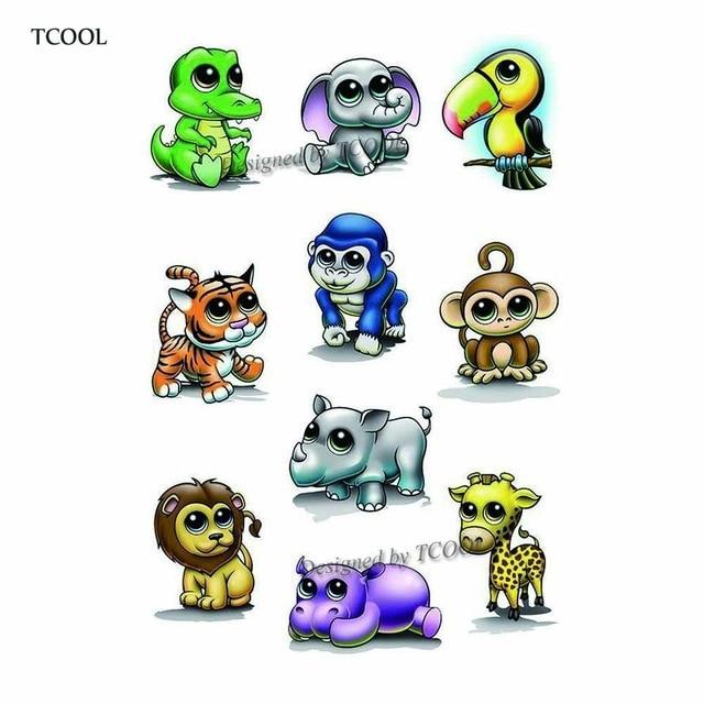 HXMAN Cartoon Animals Children Temporary Tattoo Sticker Waterproof Fashion Fake Body Art Tattoos 9.8X6cm Kids Face Tatoo B-030
