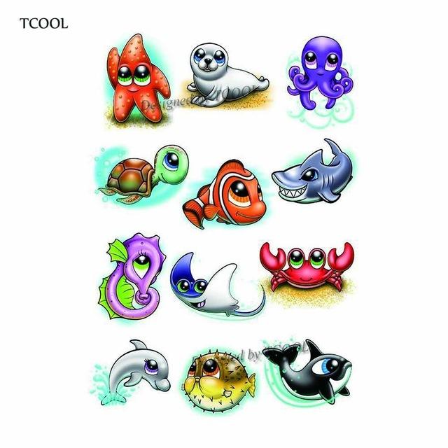HXMAN Cartoon Animals Children Temporary Tattoo Sticker Waterproof Fashion Fake Body Art Tattoos 9.8X6cm Kids Face Tatoo B-030
