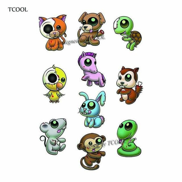 HXMAN Cartoon Animals Children Temporary Tattoo Sticker Waterproof Fashion Fake Body Art Tattoos 9.8X6cm Kids Face Tatoo B-030