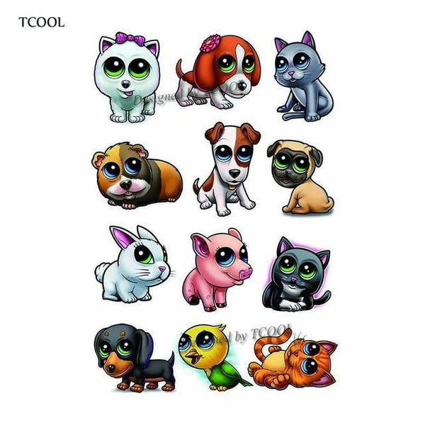 HXMAN Cartoon Animals Children Temporary Tattoo Sticker Waterproof Fashion Fake Body Art Tattoos 9.8X6cm Kids Face Tatoo B-030
