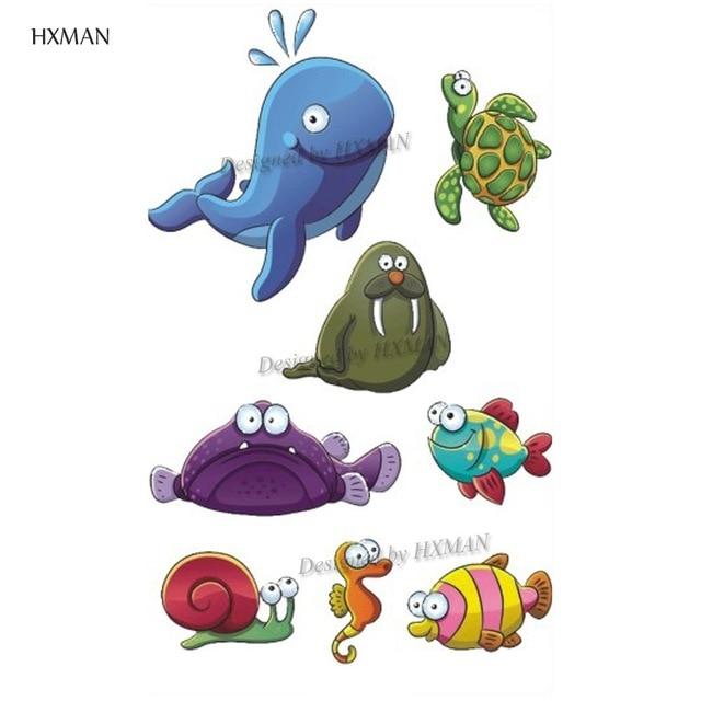 HXMAN Cartoon Animals Children Temporary Tattoo Sticker Waterproof Fashion Fake Body Art Tattoos 9.8X6cm Kids Face Tatoo B-030
