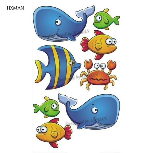 HXMAN Cartoon Animals Children Temporary Tattoo Sticker Waterproof Fashion Fake Body Art Tattoos 9.8X6cm Kids Face Tatoo B-030