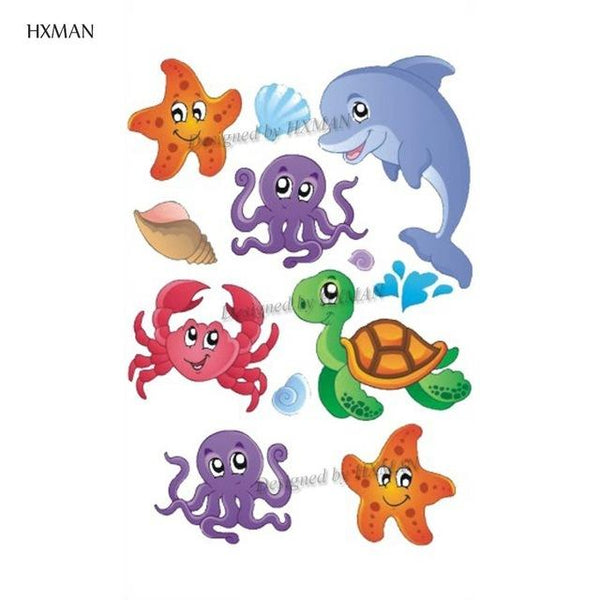HXMAN Cartoon Animals Children Temporary Tattoo Sticker Waterproof Fashion Fake Body Art Tattoos 9.8X6cm Kids Face Tatoo B-030