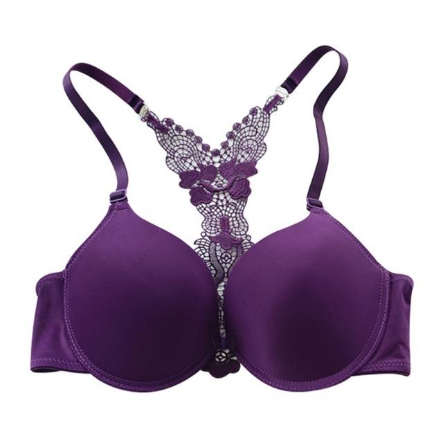 Women Fashion Underwear Lace Bralette Bras Adjustable Push up Lingerie Butterfly Back Seamless Racerback Bra Girls