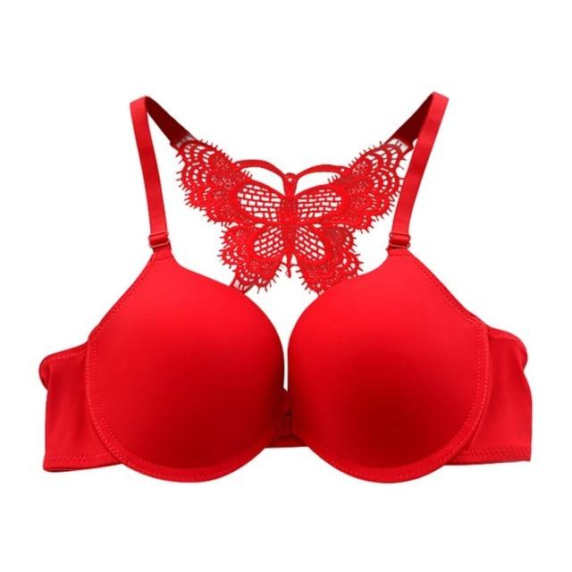 Women Fashion Underwear Lace Bralette Bras Adjustable Push up Lingerie Butterfly Back Seamless Racerback Bra Girls