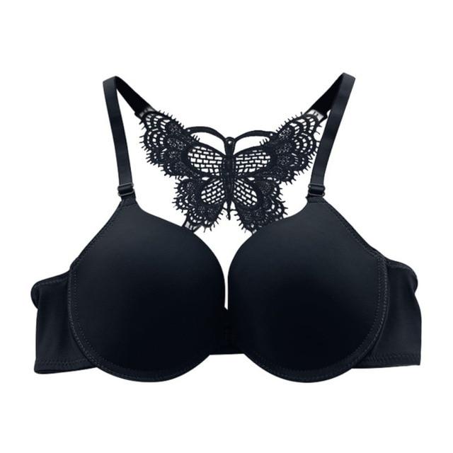 Women Fashion Underwear Lace Bralette Bras Adjustable Push up Lingerie Butterfly Back Seamless Racerback Bra Girls
