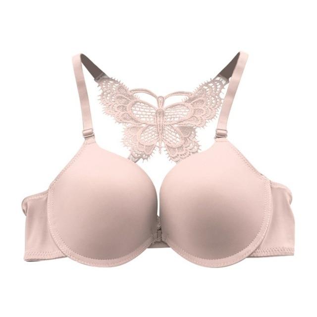 Women Fashion Underwear Lace Bralette Bras Adjustable Push up Lingerie Butterfly Back Seamless Racerback Bra Girls