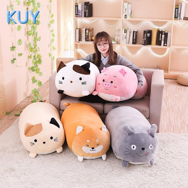 60/90CM New Giant Cute Plush Toys Stuffed Animal Doll Lovely Cat Dog Pig Toroto Sofa Pillow Cushion Kids Appease Toy Home Decor