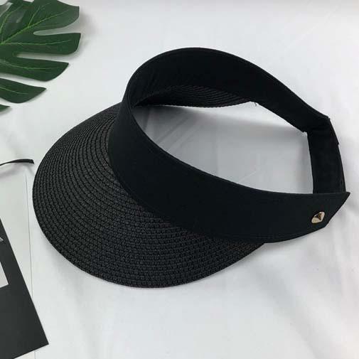 2019 New Simple Summer Straw Sun Hat Women Pearl Backable Sun Visor Hat with Big Heads Wide Brim UV Protection female cap