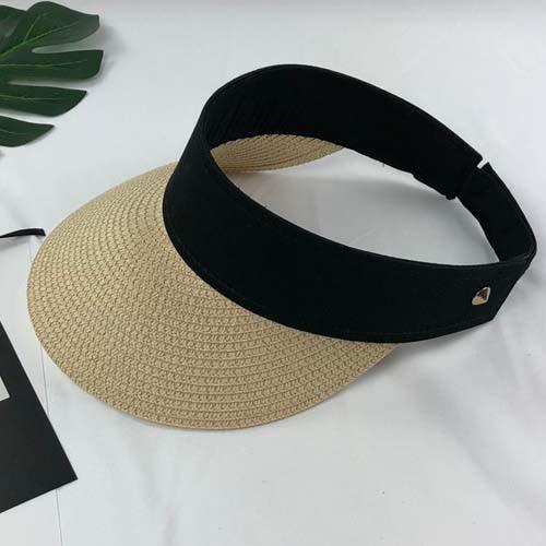 2019 New Simple Summer Straw Sun Hat Women Pearl Backable Sun Visor Hat with Big Heads Wide Brim UV Protection female cap