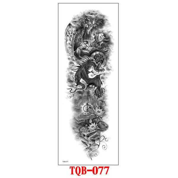 FULL SLEEVE ARM TEMPORARY TATTOO, ORIENTAL DRAGON, LOTUS FLOWERS, MENS, WOMENS