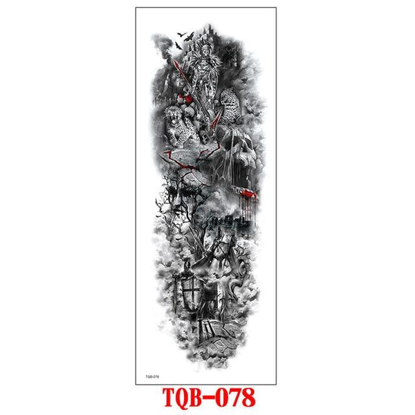 FULL SLEEVE ARM TEMPORARY TATTOO, ORIENTAL DRAGON, LOTUS FLOWERS, MENS, WOMENS