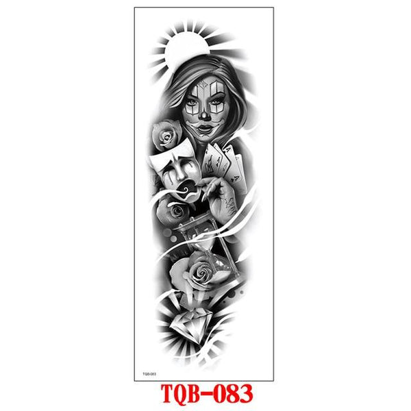 FULL SLEEVE ARM TEMPORARY TATTOO, ORIENTAL DRAGON, LOTUS FLOWERS, MENS, WOMENS