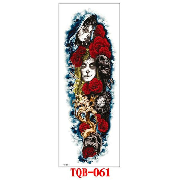 FULL SLEEVE ARM TEMPORARY TATTOO, ORIENTAL DRAGON, LOTUS FLOWERS, MENS, WOMENS