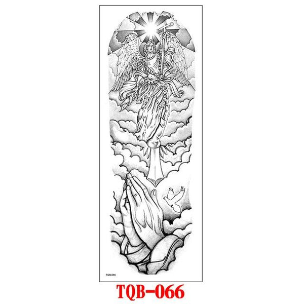 FULL SLEEVE ARM TEMPORARY TATTOO, ORIENTAL DRAGON, LOTUS FLOWERS, MENS, WOMENS