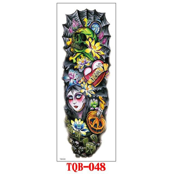 FULL SLEEVE ARM TEMPORARY TATTOO, ORIENTAL DRAGON, LOTUS FLOWERS, MENS, WOMENS