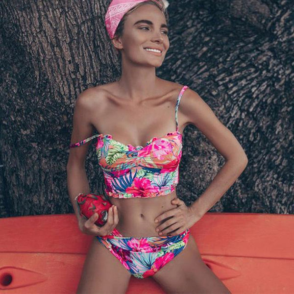 Sexy Ruffle Bikini 2019 Bandage Push Up Swimsuit String Swimwear Women Bathing Suit Brazilian Biquini Thong Female Print Bikinis
