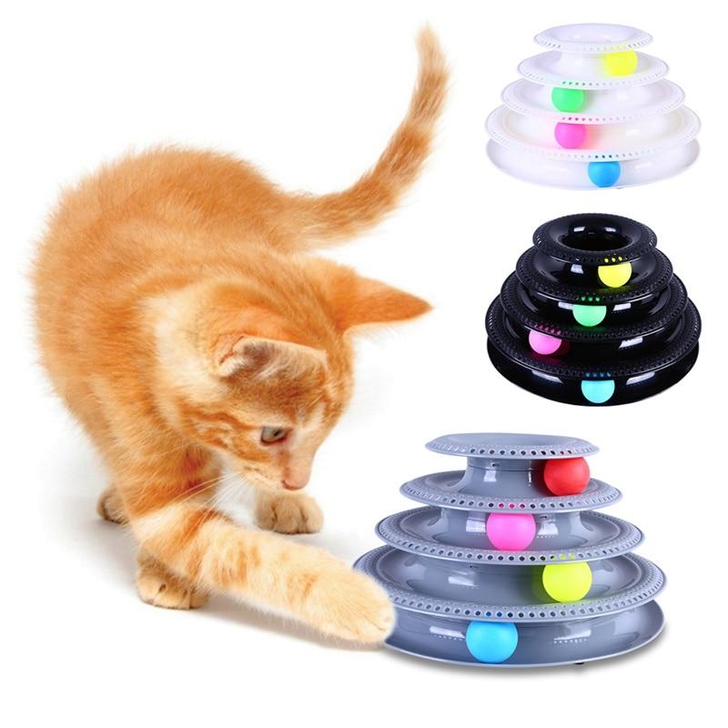 2019 New Upgrade Pet Cat Colorful Toys 4-Layer 3 Colorful Balls Kittens Entertainment Disc Turntable