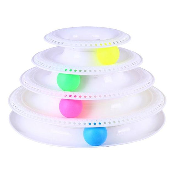 2019 New Upgrade Pet Cat Colorful Toys 4-Layer 3 Colorful Balls Kittens Entertainment Disc Turntable