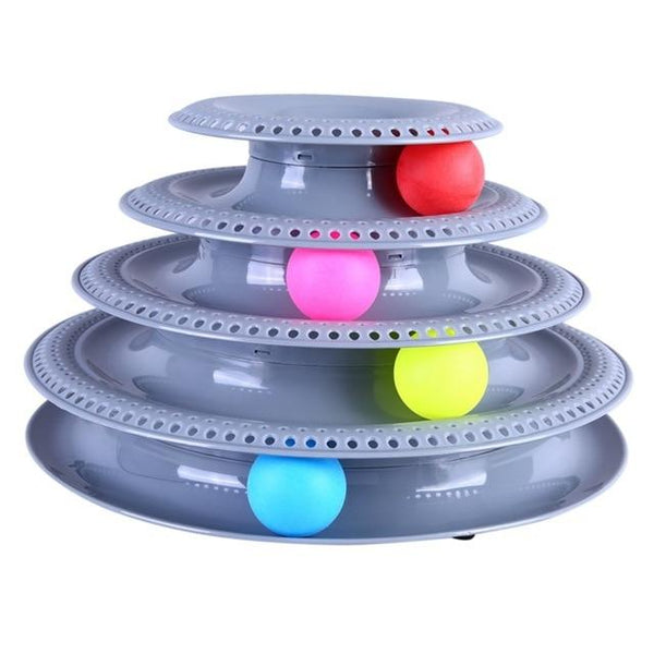 2019 New Upgrade Pet Cat Colorful Toys 4-Layer 3 Colorful Balls Kittens Entertainment Disc Turntable