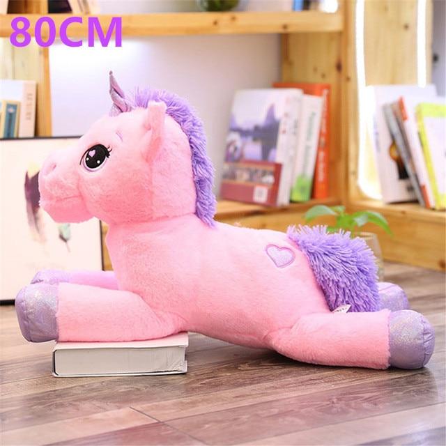 Giant 80/60cm Unicorn Plush Toy Soft Stuffed Popular Cartoon Unicorn Dolls Animal Horse Toy High Quality Toys for Children Girls