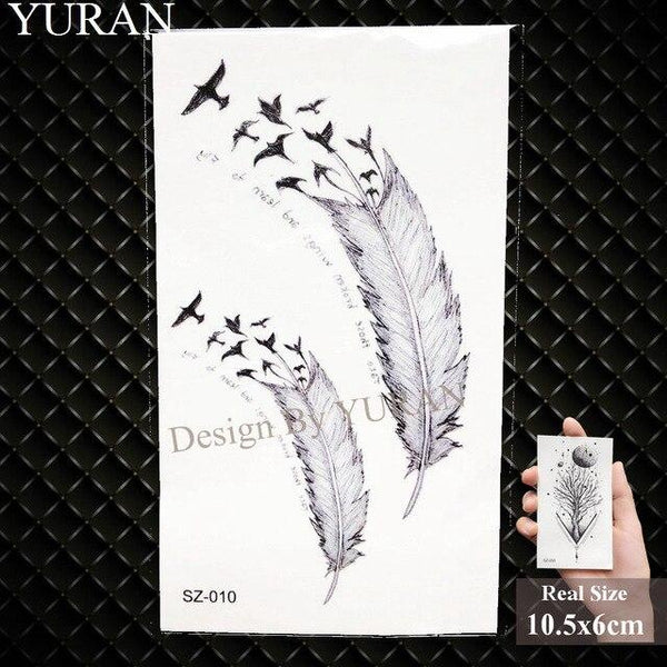YURAN New Black Gun Men Fashoin Tattoo Stickers Women Body Arm Temporary Tattoo AK Rifle Waterproof Tatoos Sniper Transferable