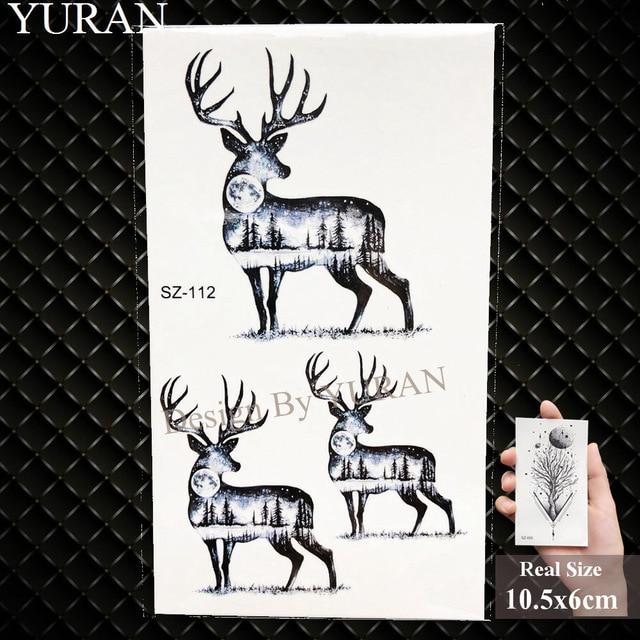 YURAN New Black Gun Men Fashoin Tattoo Stickers Women Body Arm Temporary Tattoo AK Rifle Waterproof Tatoos Sniper Transferable