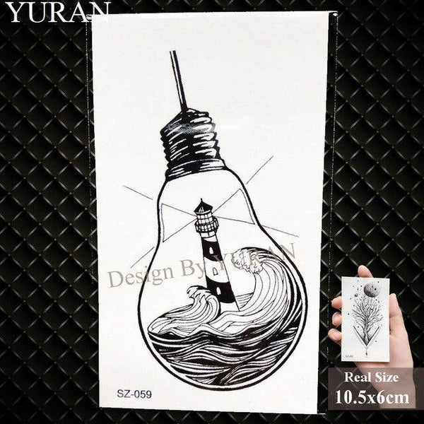 YURAN New Black Gun Men Fashoin Tattoo Stickers Women Body Arm Temporary Tattoo AK Rifle Waterproof Tatoos Sniper Transferable