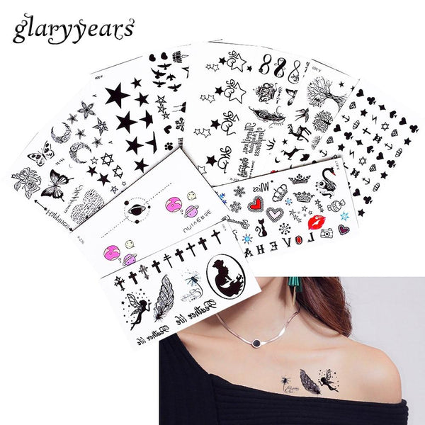 2019 New 1 Sheet Heart Infinity Gift Tattoo Temporary Waterproof Body Henna Hand Neck Ear Art Tattoo Sticker for Women Men Party