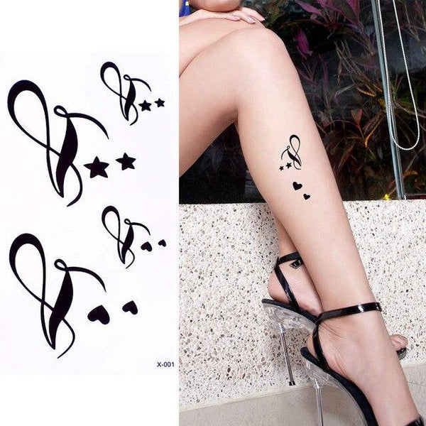 2019 New 1 Sheet Heart Infinity Gift Tattoo Temporary Waterproof Body Henna Hand Neck Ear Art Tattoo Sticker for Women Men Party