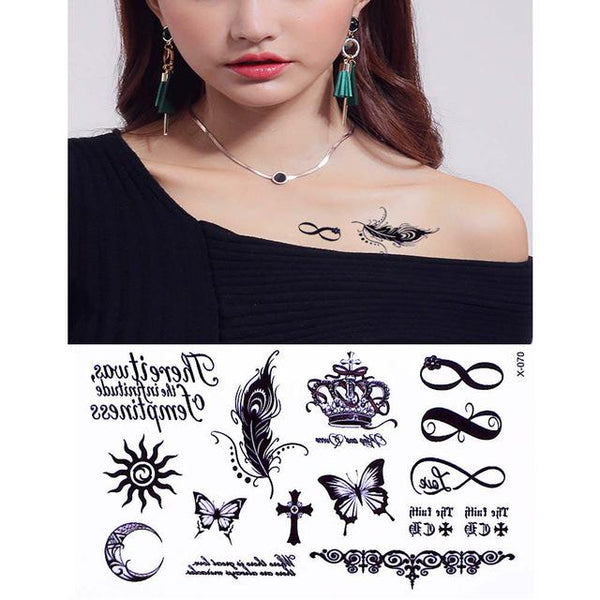 2019 New 1 Sheet Heart Infinity Gift Tattoo Temporary Waterproof Body Henna Hand Neck Ear Art Tattoo Sticker for Women Men Party