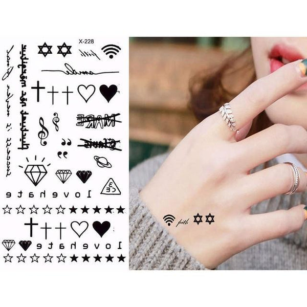 2019 New 1 Sheet Heart Infinity Gift Tattoo Temporary Waterproof Body Henna Hand Neck Ear Art Tattoo Sticker for Women Men Party