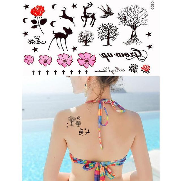 2019 New 1 Sheet Heart Infinity Gift Tattoo Temporary Waterproof Body Henna Hand Neck Ear Art Tattoo Sticker for Women Men Party