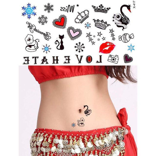 2019 New 1 Sheet Heart Infinity Gift Tattoo Temporary Waterproof Body Henna Hand Neck Ear Art Tattoo Sticker for Women Men Party