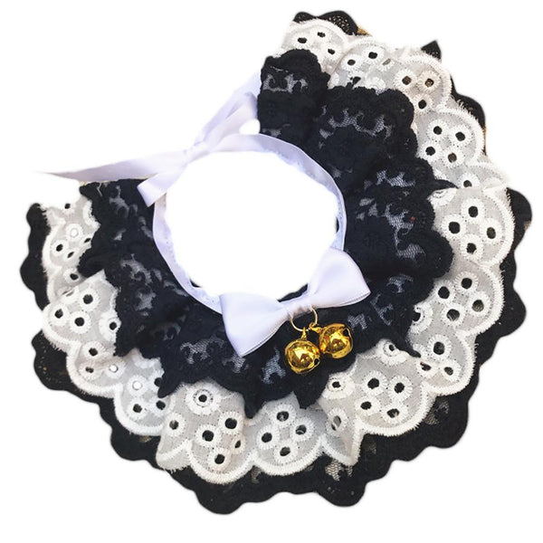 Cute Three-Layer Lace Bowknot Small Bell Pet Collar Bib Dog Cat Necklace Decor Home Pet Fashion Neck Collar