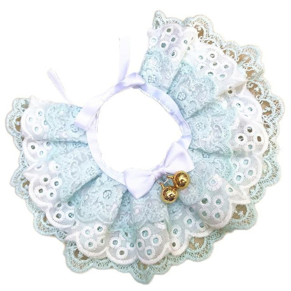 Cute Three-Layer Lace Bowknot Small Bell Pet Collar Bib Dog Cat Necklace Decor Home Pet Fashion Neck Collar