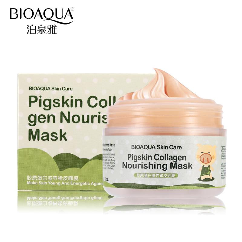 BIOAQUA Pigskin Foaming Collagen Protein Mask Moisturizing Whitening Anti Aging Wrinkle Acne Blackhead Shrink Pore Face mask