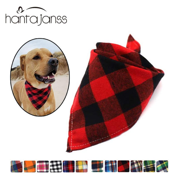 Reversible Dog Bandana Cotton linen Plaid Pet Bandana Scarf Bow ties Collar Square Triangular bondage for dog cat Accessories