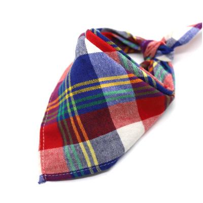 Reversible Dog Bandana Cotton linen Plaid Pet Bandana Scarf Bow ties Collar Square Triangular bondage for dog cat Accessories