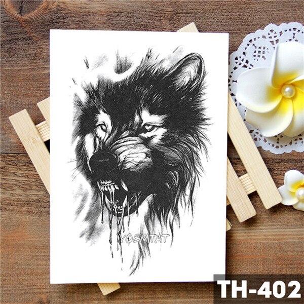 Tribal Wolf Moon Pine Tree Temporary Tattoo Sticker Fox Waterproof Tattoos Forest Body Art Arm Fake Tatoo Men Women