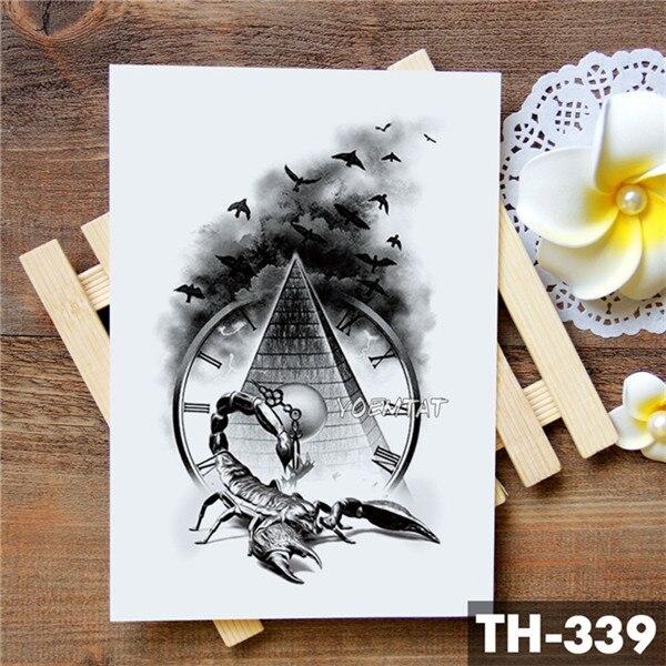 Tribal Wolf Moon Pine Tree Temporary Tattoo Sticker Fox Waterproof Tattoos Forest Body Art Arm Fake Tatoo Men Women